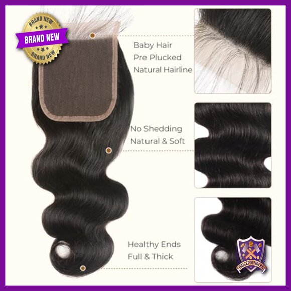 Body Wave Human Hair Extensions 5 Bundles with 4x4 Lace Closure main image 4